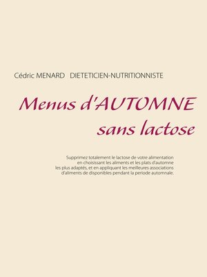 cover image of Menus d'automne sans lactose